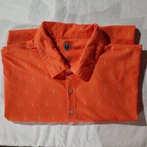 Nike Golf Men's Polo Fit Dry L Orange with White Star Bursts EUC